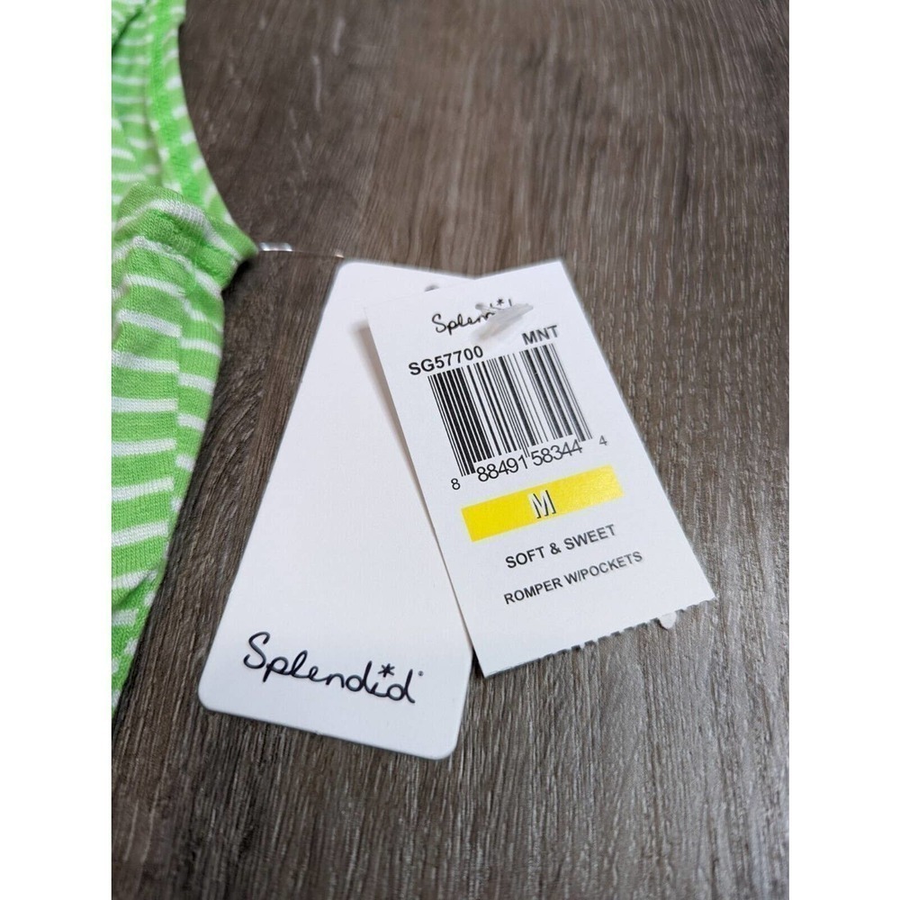 NWT Splendid Striped Shorts Romper Size Medium Girls Green - Picture 4 of 6